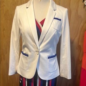 NWT The Limited Tall/small White Blazer with Royal Blue Accents